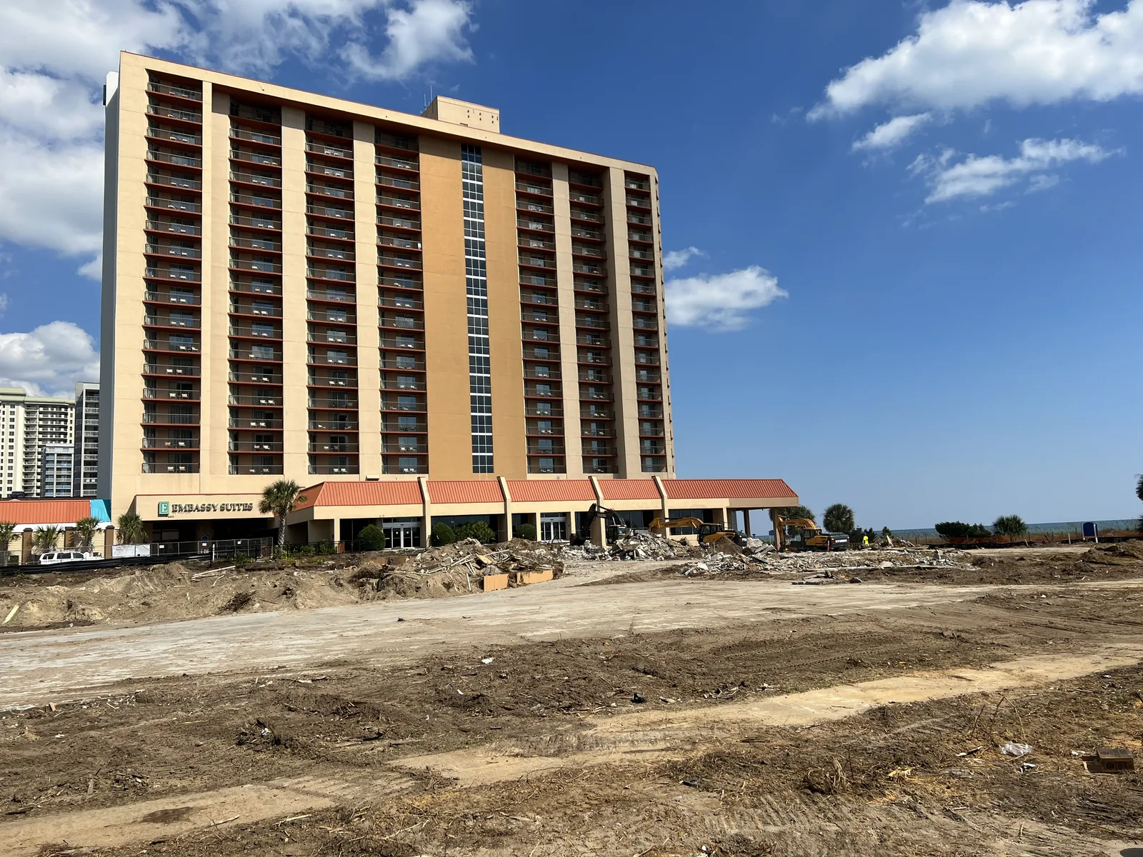 Cleared oceanfront redevelopment site after demolition
