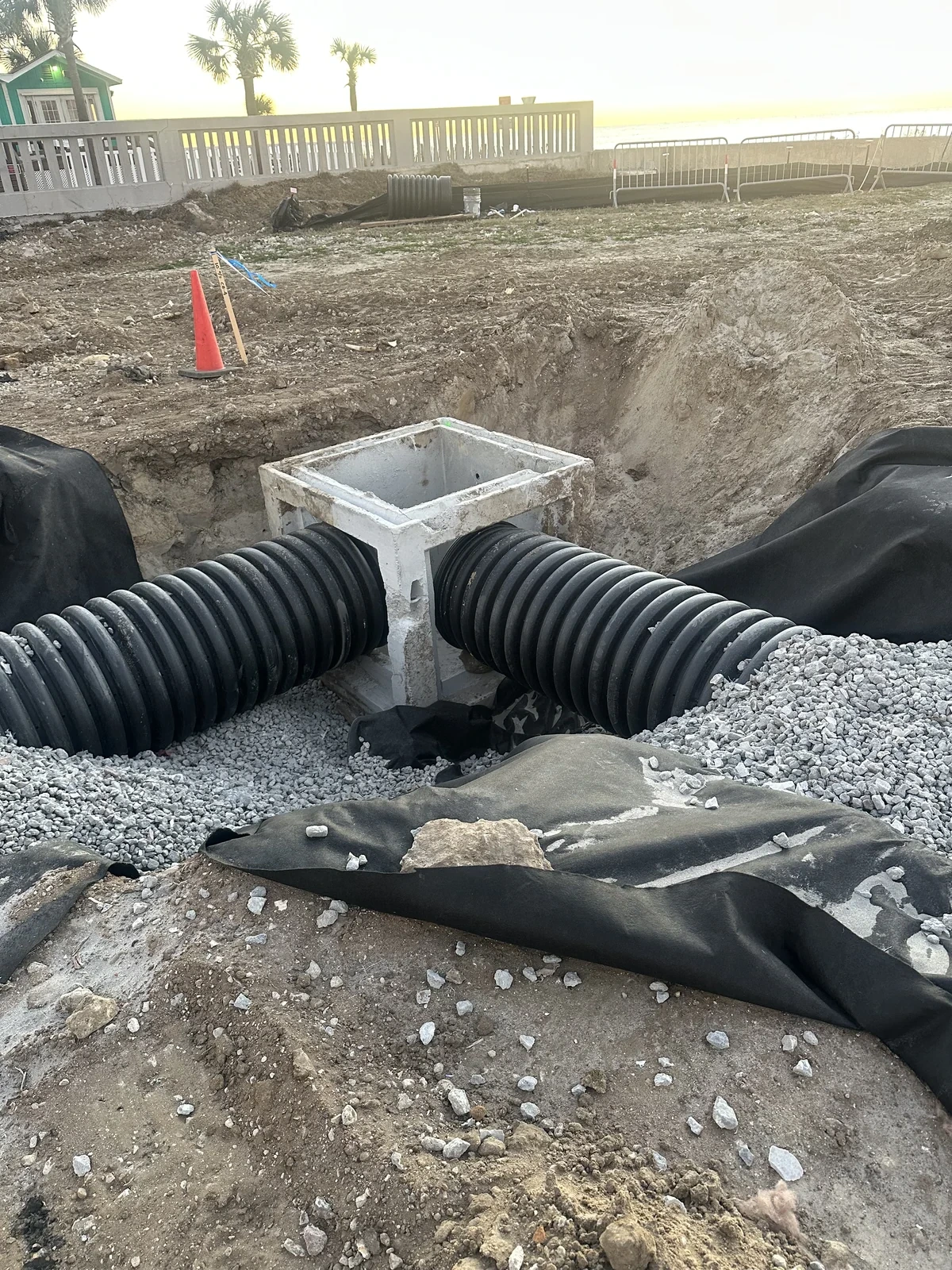 Storm drainage pipe and concrete inlet installed by JMEC near the South Carolina coast